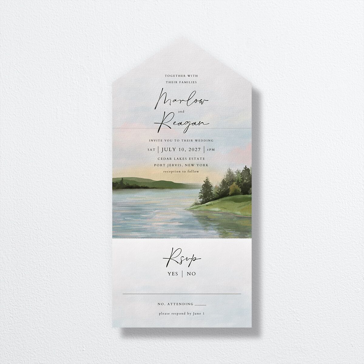 Rustic Reflection All-in-One Wedding Invitations — view 1