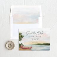 Rustic Reflection Save The Date Cards Dusty Blue Signature smooth No