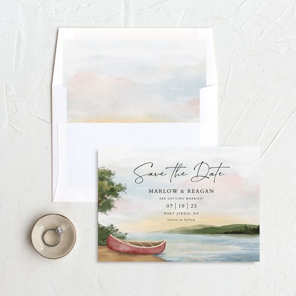 Rustic Reflection Save The Date Cards Dusty Blue Signature smooth No