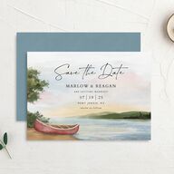 Rustic Reflection Save The Date Cards Dusty Blue Signature smooth No