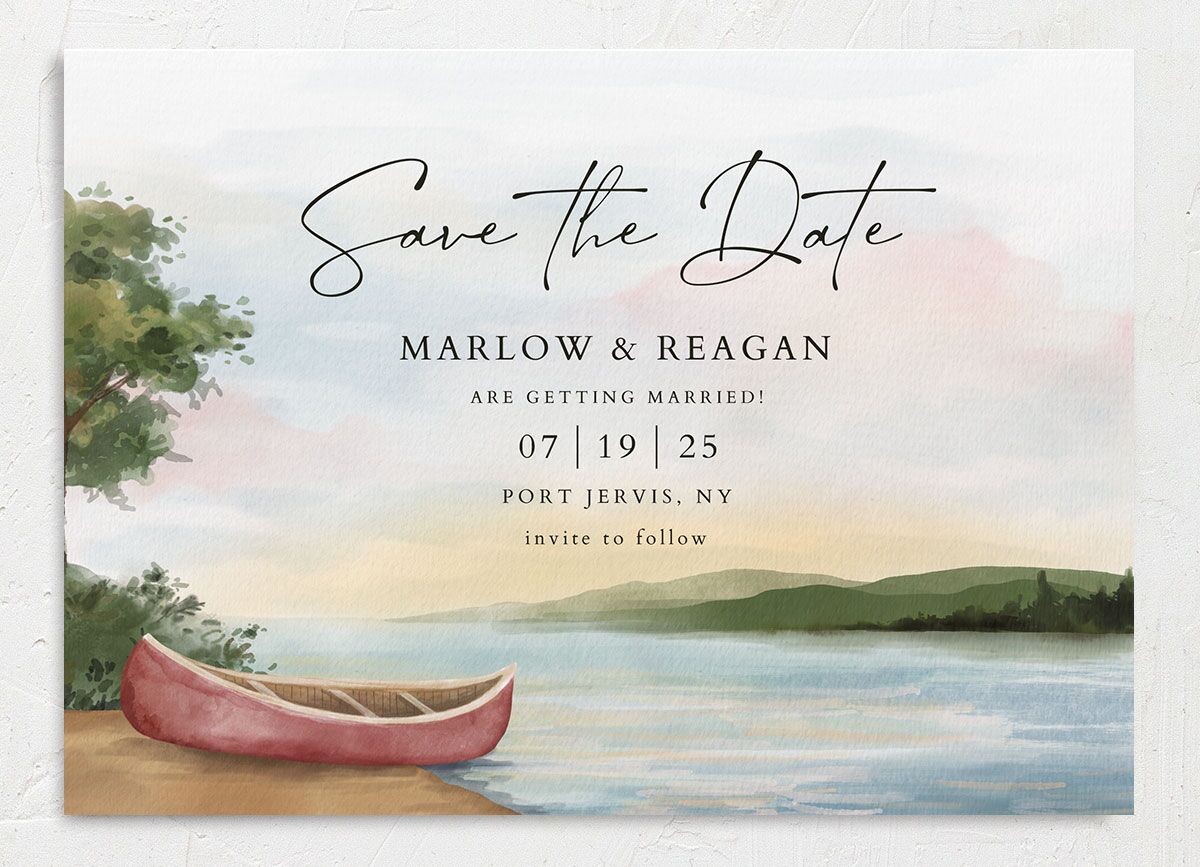 Rustic Reflection Save The Date Cards Dusty Blue Signature smooth No