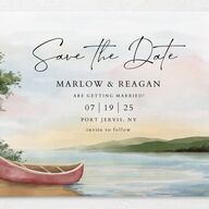 Rustic Reflection Save The Date Cards Dusty Blue Signature smooth No