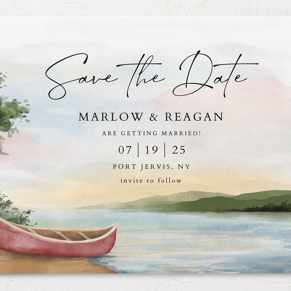 Rustic Reflection Save The Date Cards Dusty Blue Signature smooth No