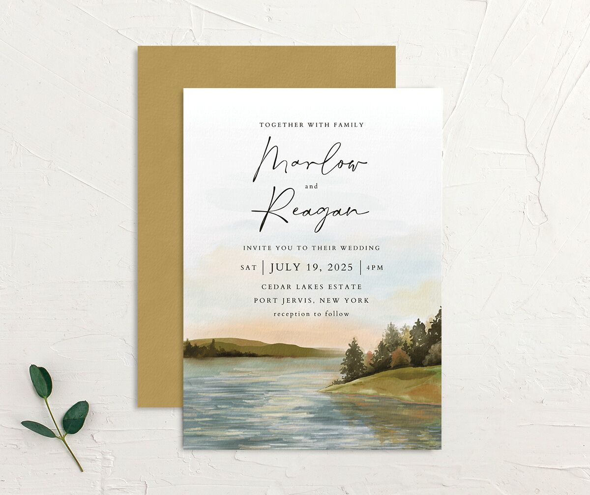 Rustic Reflection Wedding Invitations front-and-back