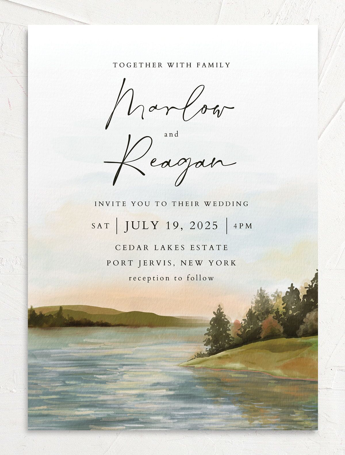 Rustic Reflection Wedding Invitations front