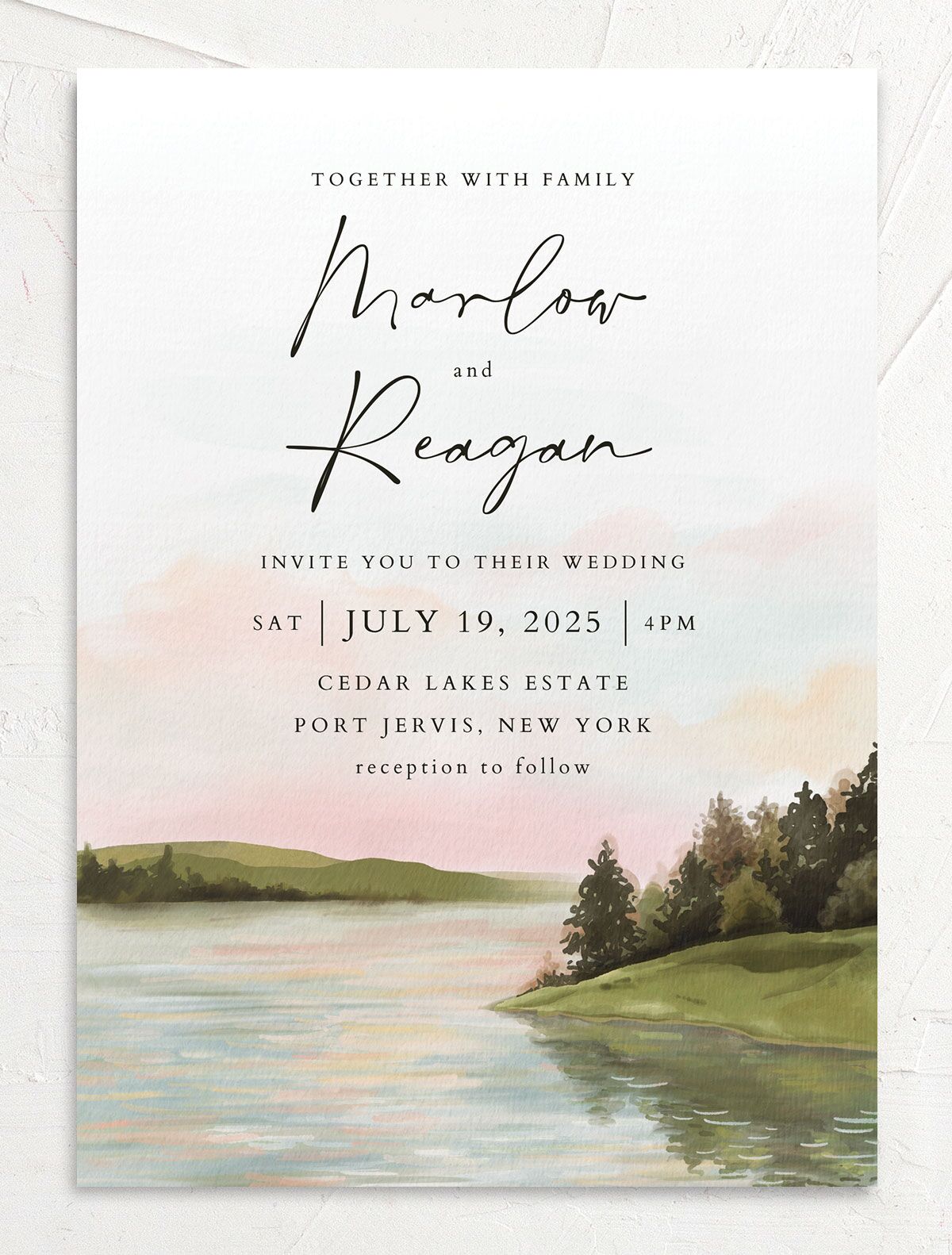 Rustic Reflection Wedding Invitations front