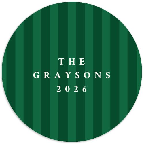Classic Holiday Stripes Holiday Stickers Jewel Green Circle