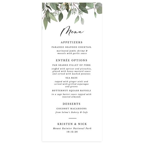 Eucalyptus Frame Menus Pure White Signature