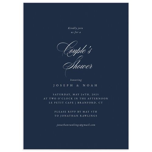 Formal Nautical Bridal Shower Invitations Moody Blue Signature