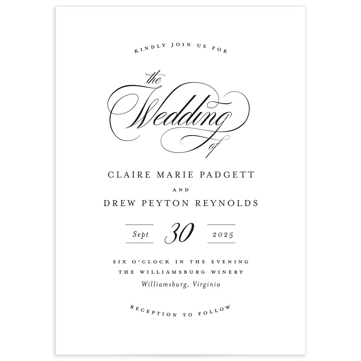 Elegant Cursive Wedding Invitations