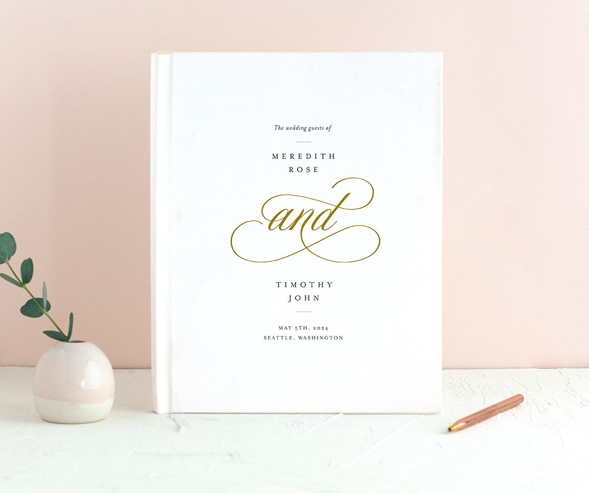 Delicate Embellishment Wedding Guest Book front