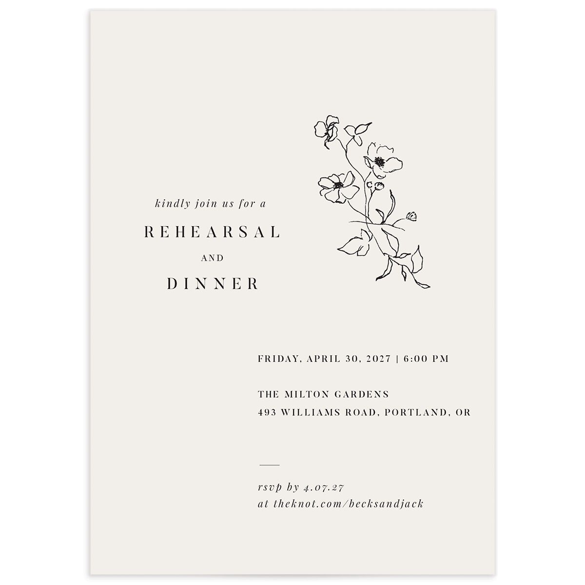 Elegant Minimal Rehearsal Dinner Invitations