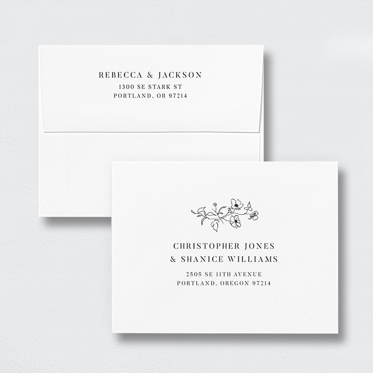 Elegant Minimal Thank You Card Envelopes White Standard Champagne Both Recipient and Return Addresses Signature