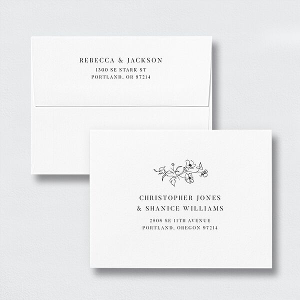 Elegant Minimal Thank You Card Envelopes White Standard Champagne Both Recipient and Return Addresses Signature
