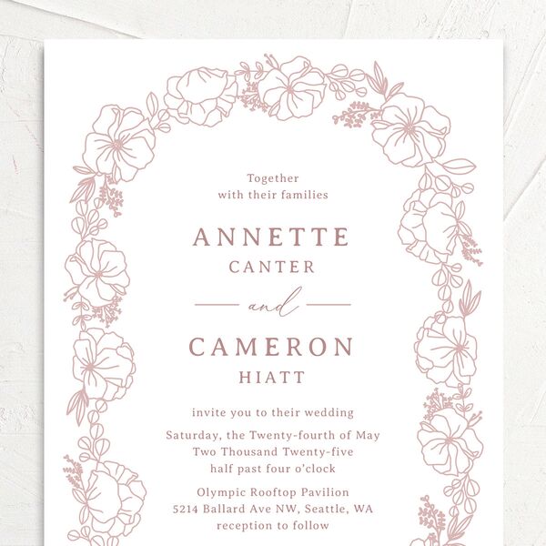 Floral Border Wedding Invitations Desert Rose Signature No