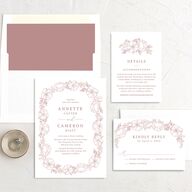 Floral Border Wedding Invitations Desert Rose Signature No