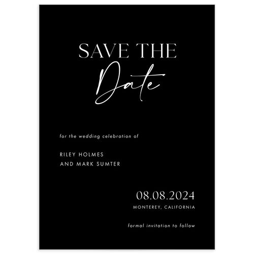 Modern Contrast Save The Date Cards Midnight Signature smooth No