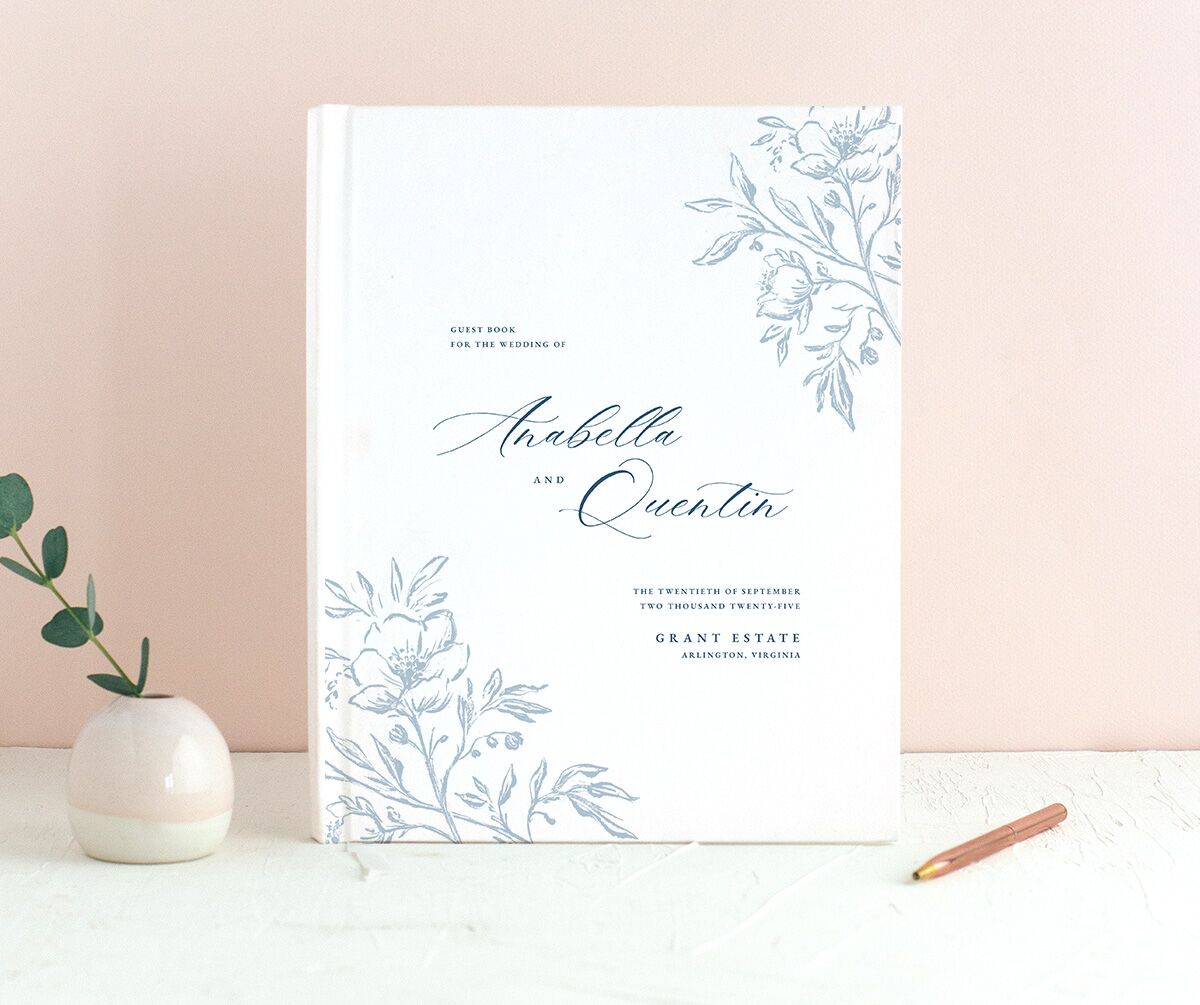 Delicate Blooms Wedding Guest Book front
