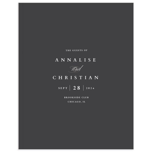 Elegant Edge Wedding Guest Book Charcoal