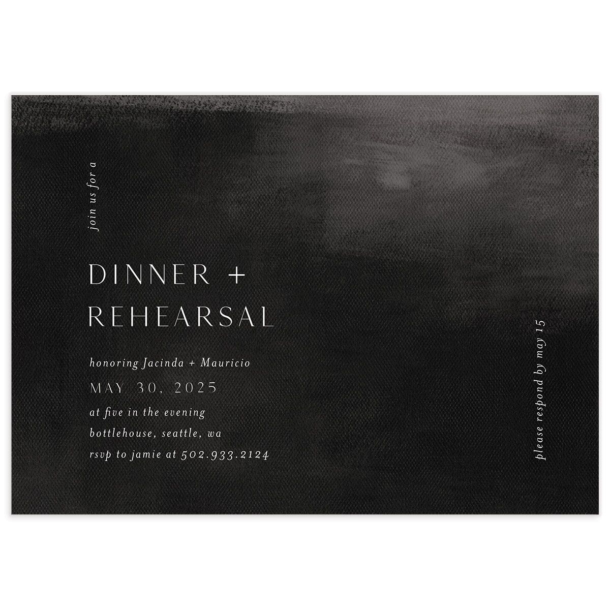 Painted Canvas Rehearsal Dinner Invitations