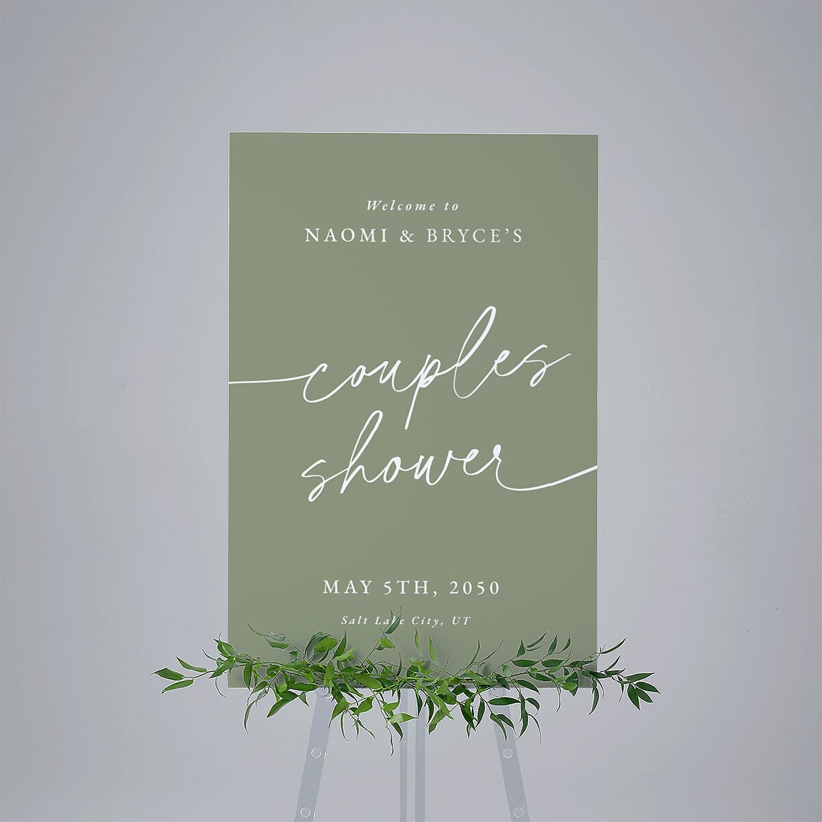 Hand Scripted Couples Shower Standard Welcome Sign Large Moss Standard Indoor Foam Core L Welcome
