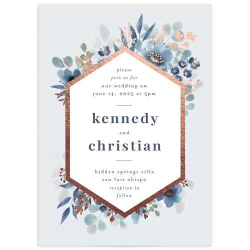 Ethereal Frame Wedding Invitations Rose Gold Midnight Navy Signature No