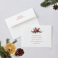 Holiday Botanical Holiday Cards Crimson Signature Blank Landscape Standard
