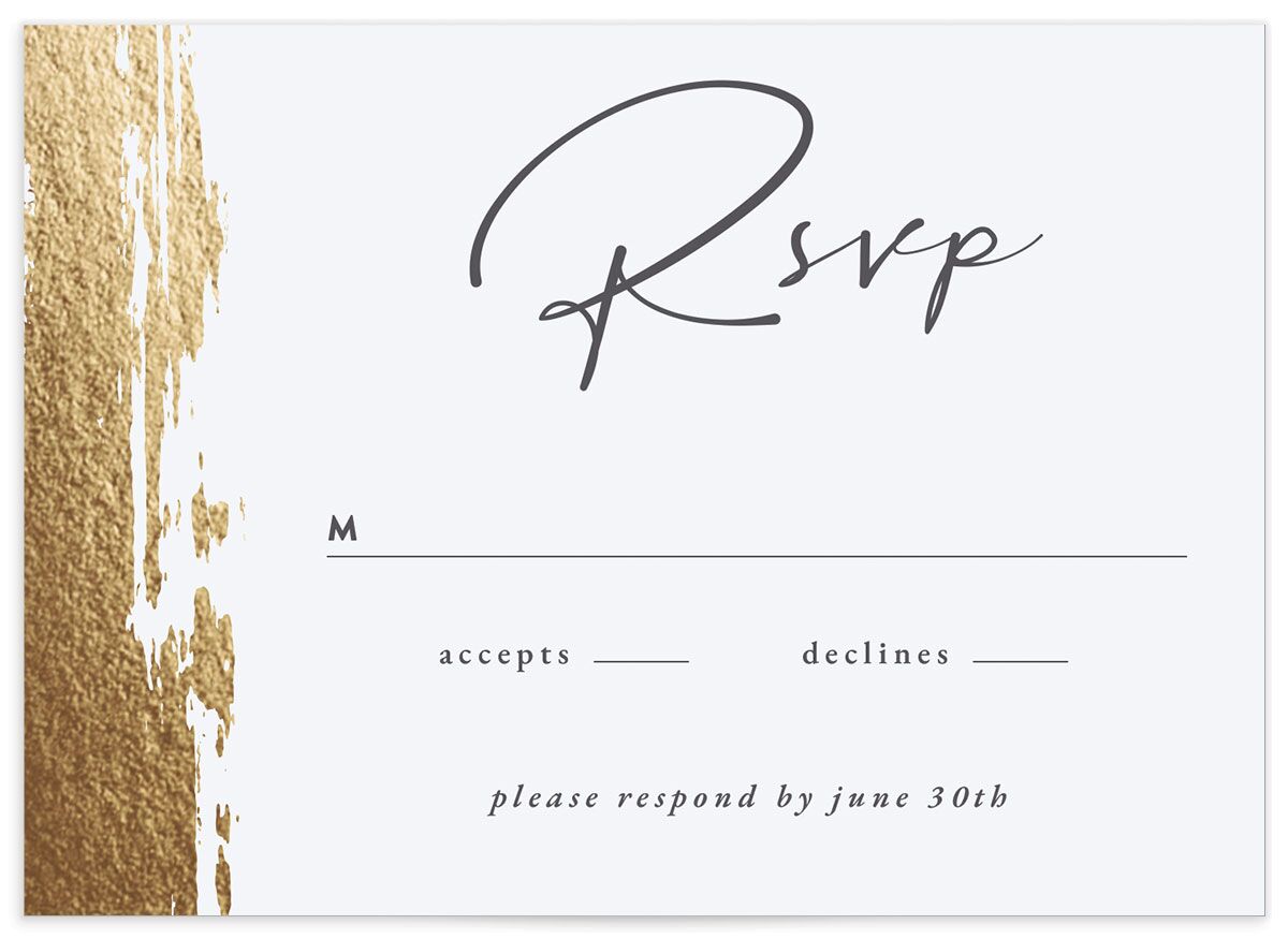 Organic Swash Wedding Response Cards Gold Moody Blue Signature