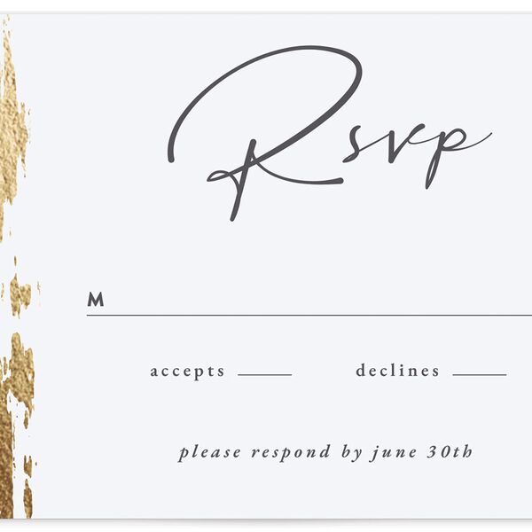 Organic Swash Wedding Response Cards Gold Moody Blue Signature