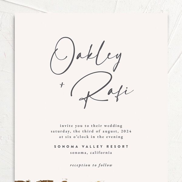 Organic Swash Wedding Invitations Gold Champagne Signature No