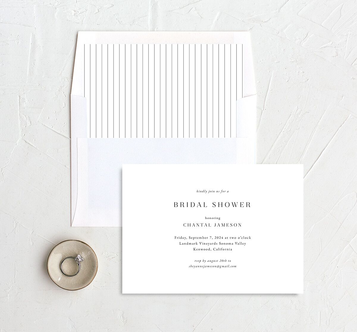 Gilded Garland Bridal Shower Invitations envelope-and-liner in White