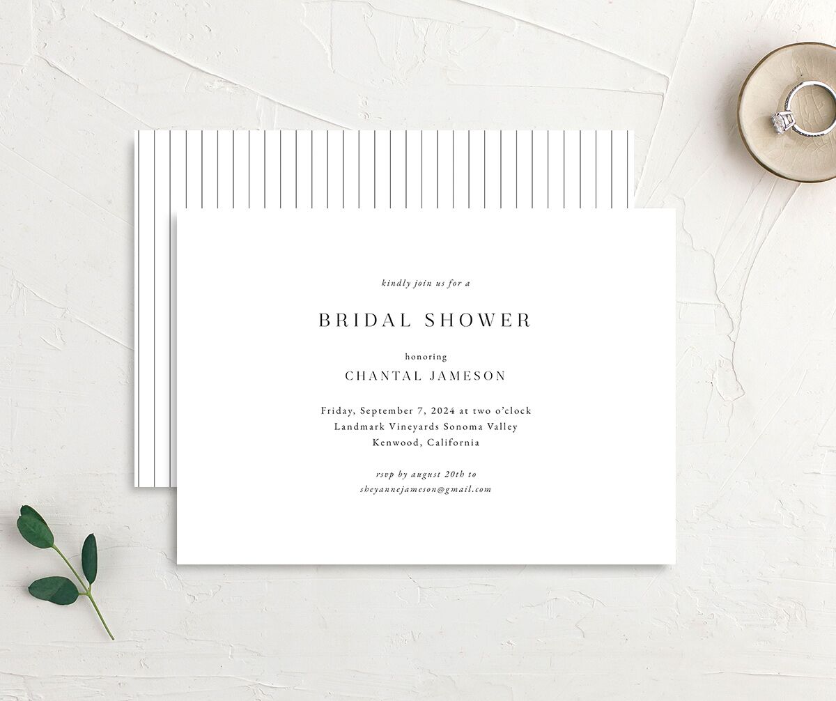 Gilded Garland Bridal Shower Invitations front-and-back in White