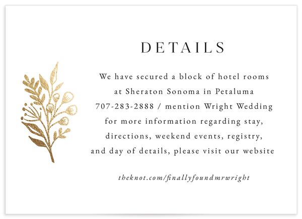 Gilded Garland Wedding Enclosure Cards front in White