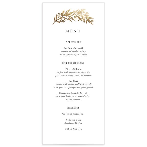 Gilded Garland Menus front in White