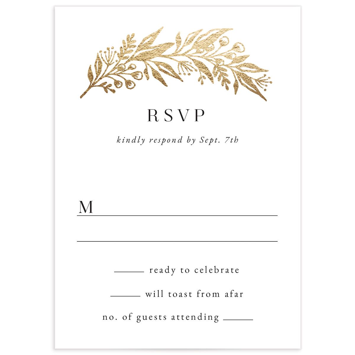 Gilded Garland Wedding Response Cards front