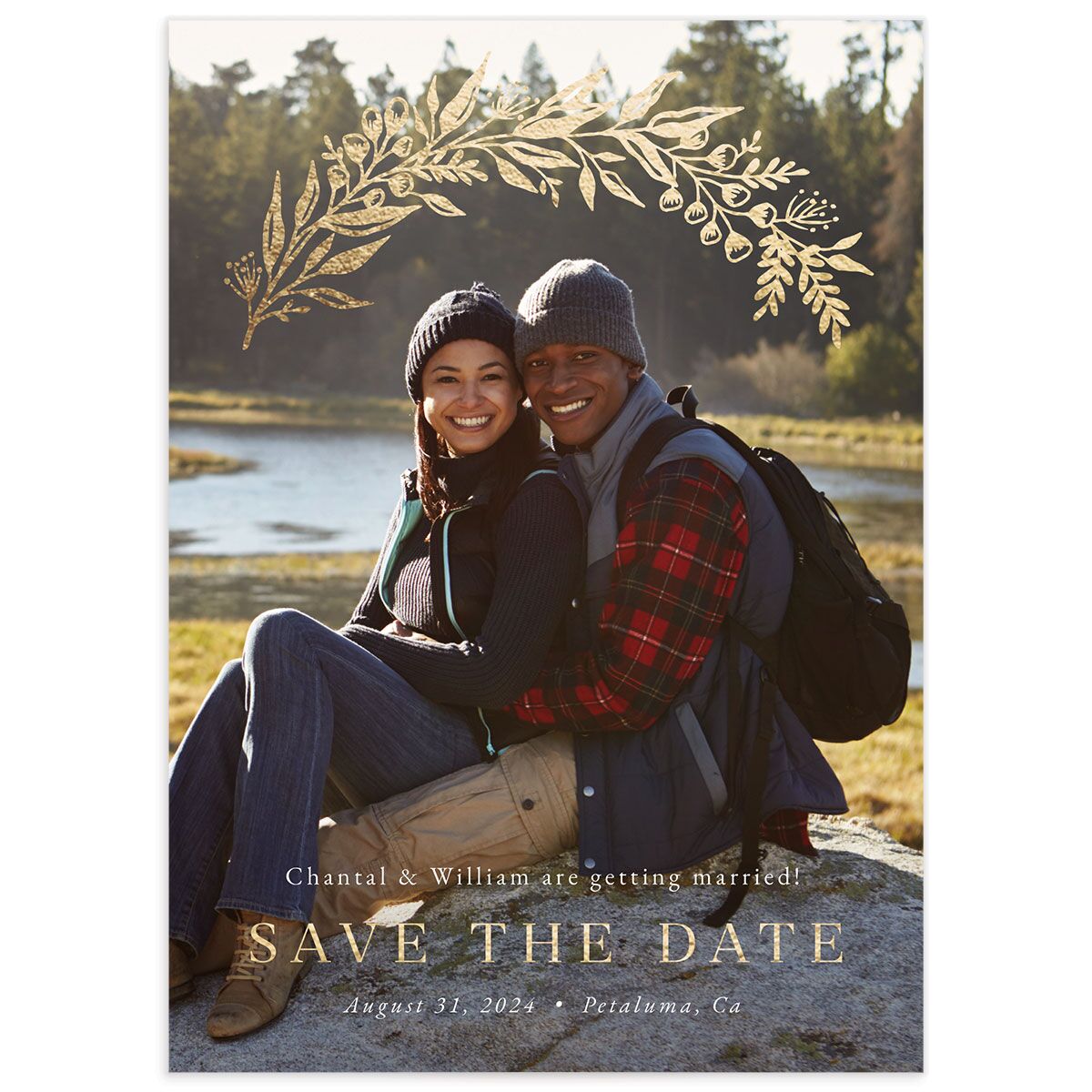 Gilded Garland Save The Date Cards