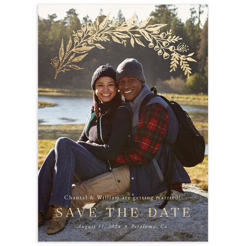 Gilded Garland Save The Date Cards Gold Pure White Signature No