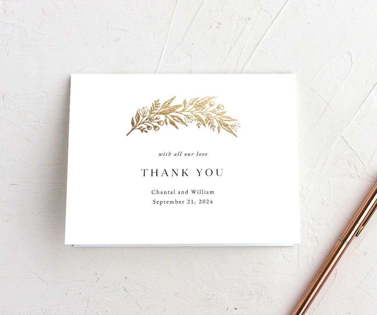 Gilded Garland Thank You Cards front in White