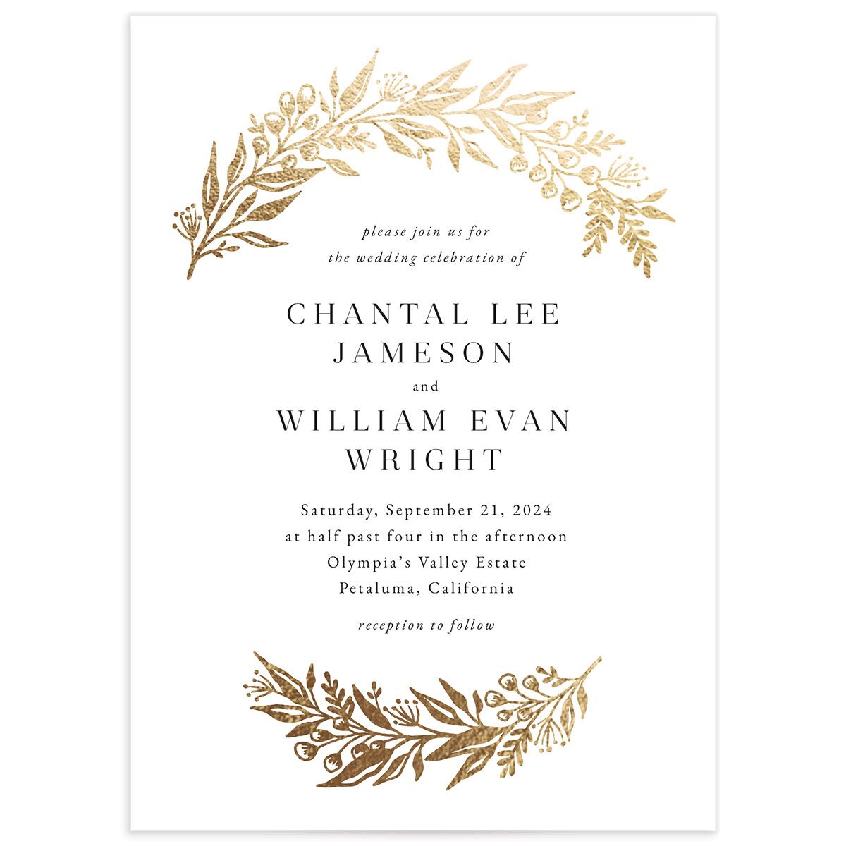 Gilded Garland Wedding Invitations