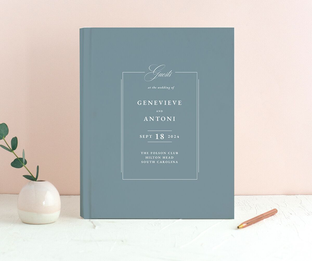 Refined Photograph Wedding Guest Book front in white