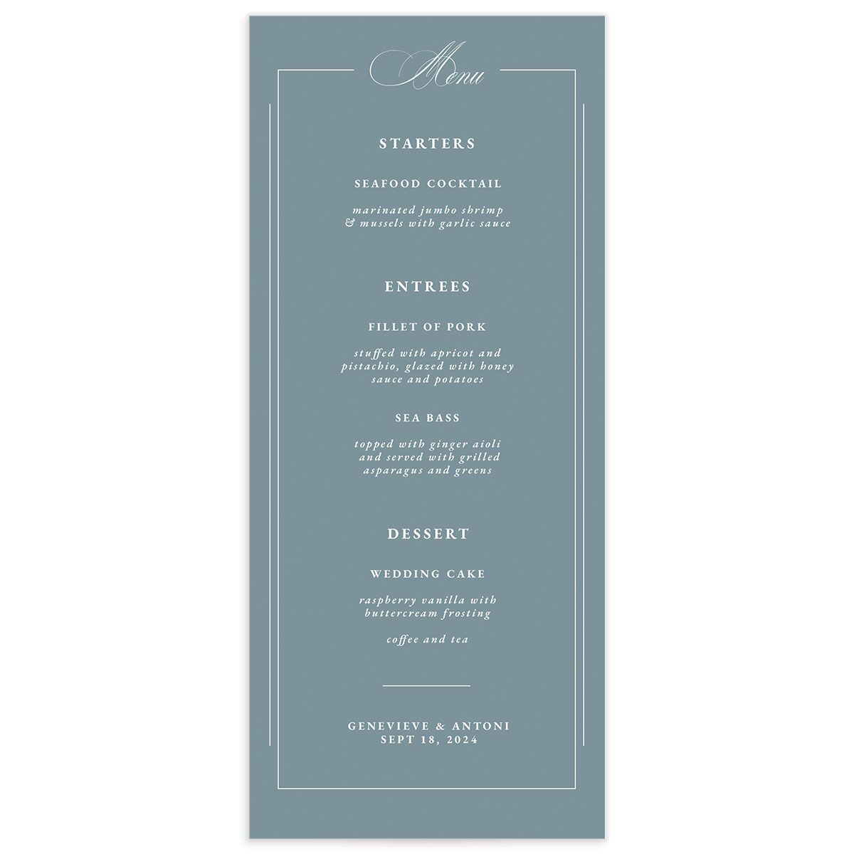 Refined Photograph Menus front in white