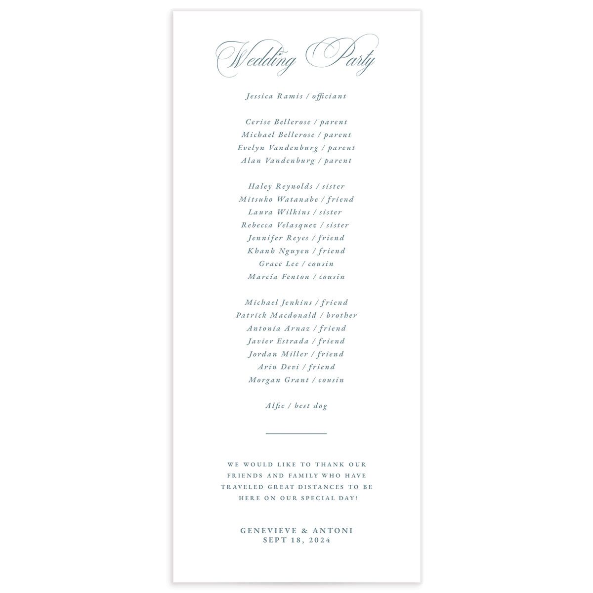 Refined Photograph Wedding Programs back in white