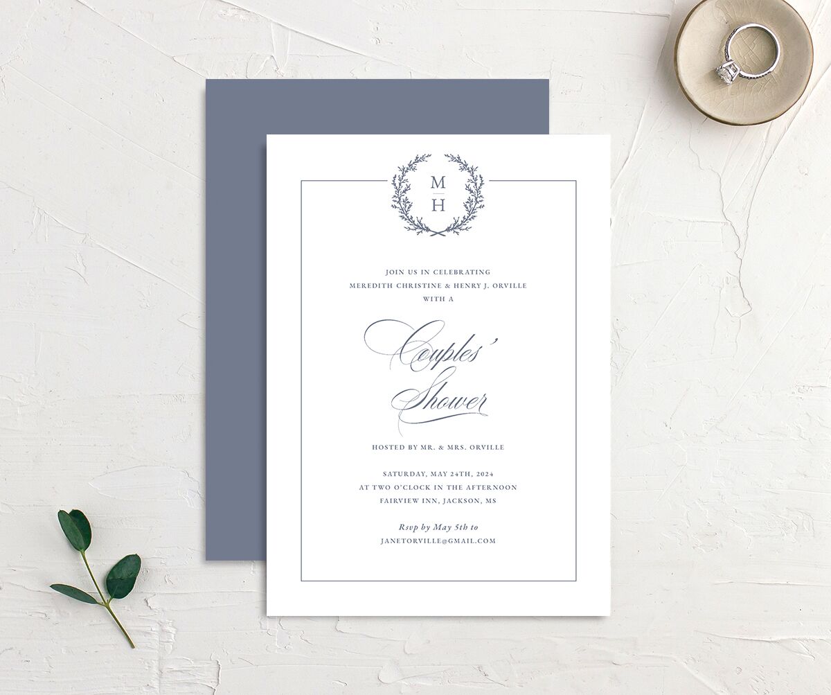 Classic Garland Bridal Shower Invitations front-and-back