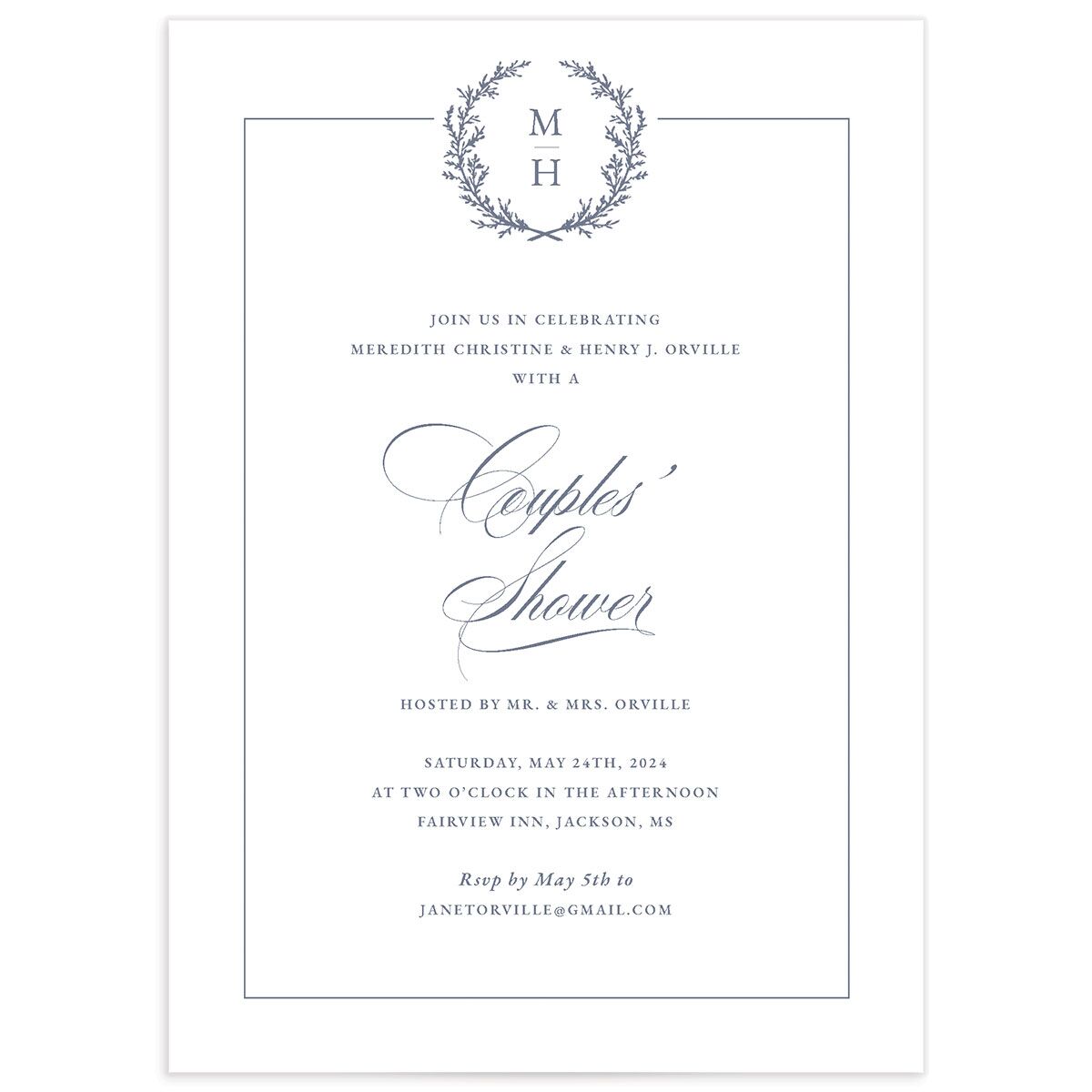 Classic Garland Bridal Shower Invitations