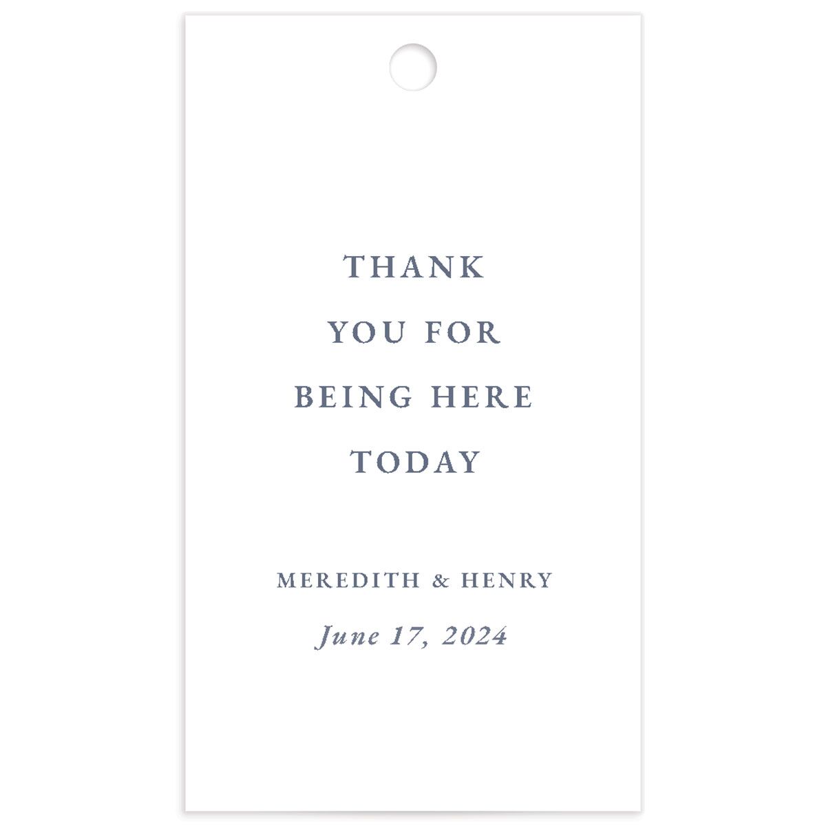 Classic Garland Favor Gift Tags front in blue