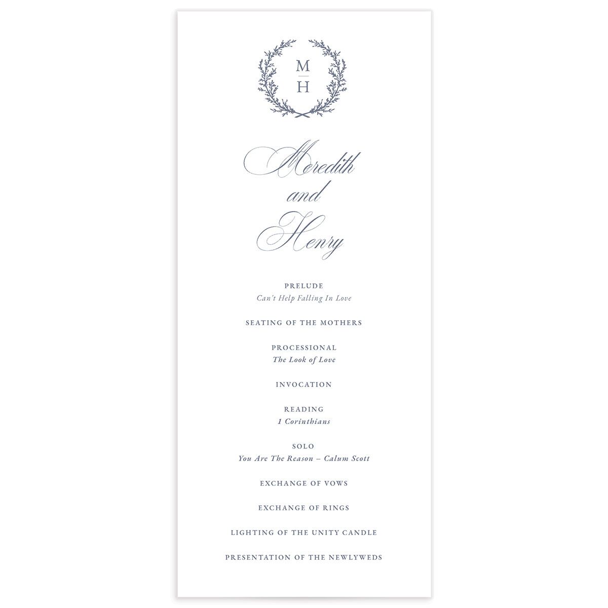 Classic Garland Wedding Programs