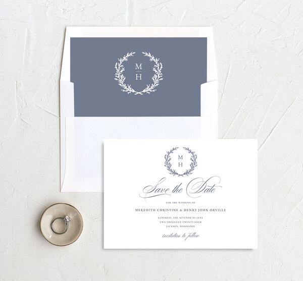 Classic Garland Save the Date Cards envelope-and-liner