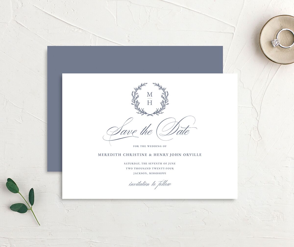 Classic Garland Save the Date Cards front-and-back