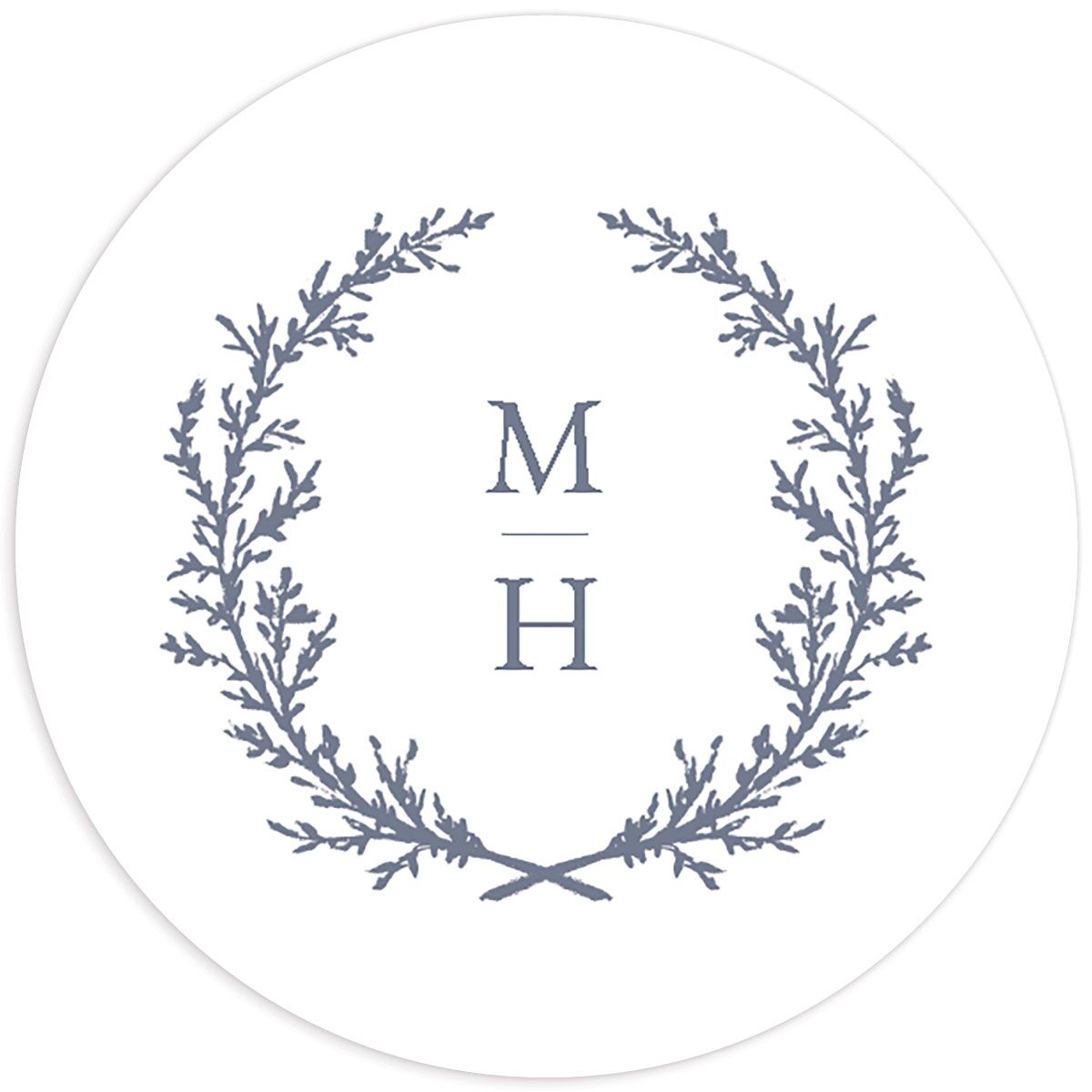 Classic Garland Wedding Stickers front in blue