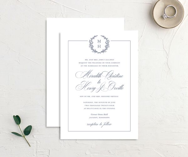 Classic Garland Wedding Invitations front-and-back